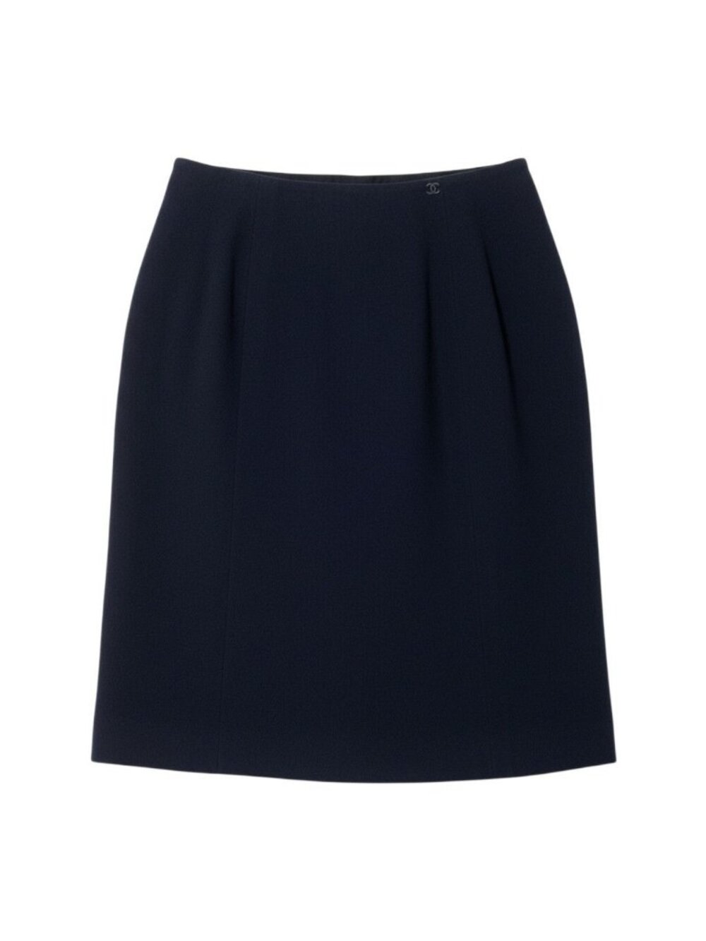 Chanel CC Logo Pencil Skirt Long Black 44